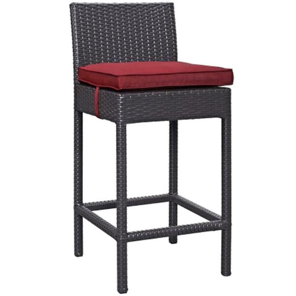 East End Imports Lift Outdoor Patio Fabric Bar Stool- Espresso Red EEI-1006-EXP-RED